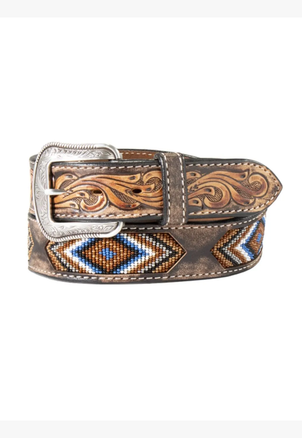 3D Mens Floral Beaded Belt