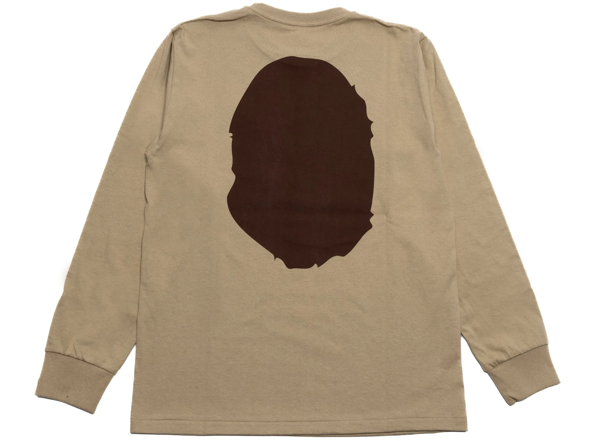 A Bathing Ape Big Ape Head L/S Tee in Beige