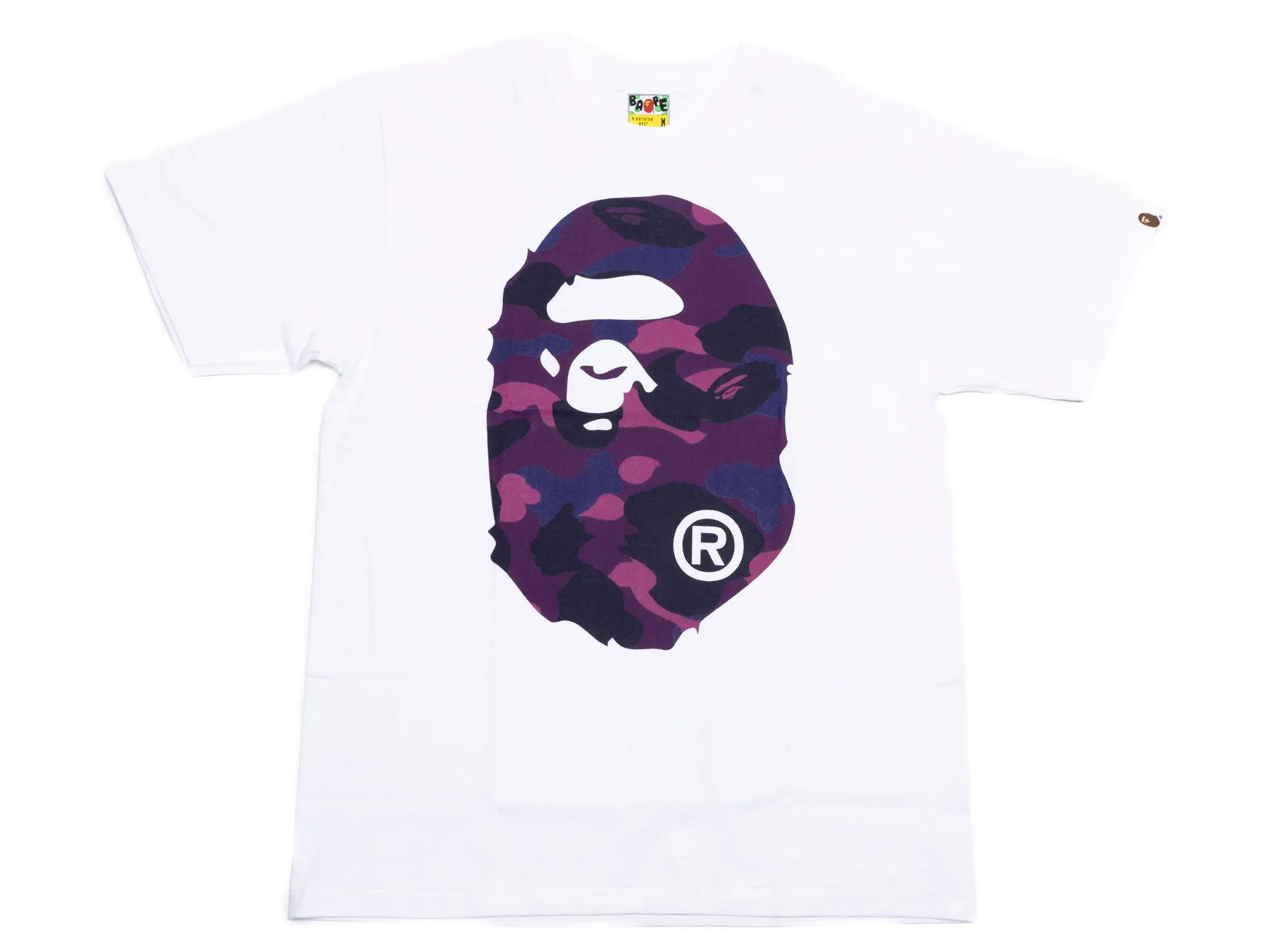 A Bathing Ape Color Camo Big Ape Head Tee in White/Purple