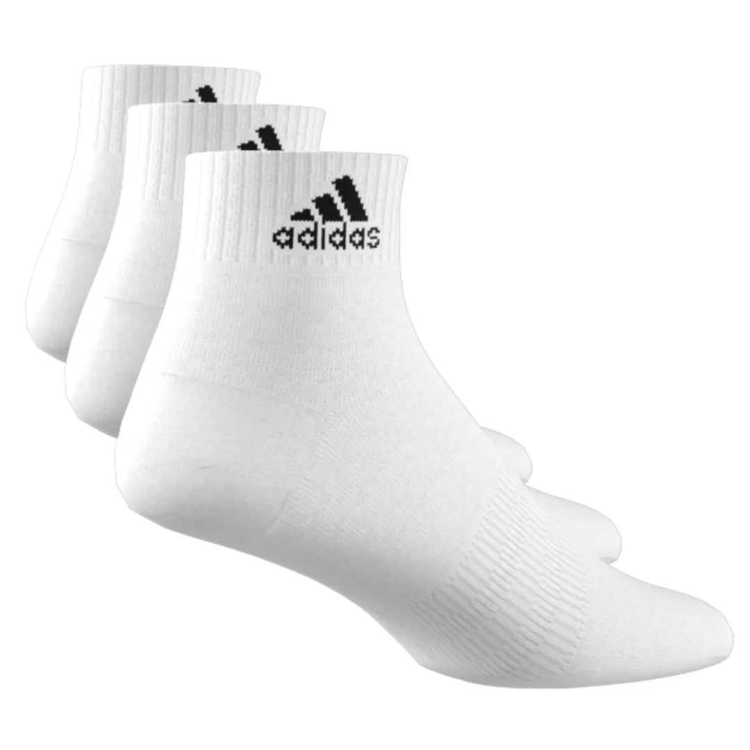 Adidas Thin and Light Ankle Socks 3 Pairs - White / Black