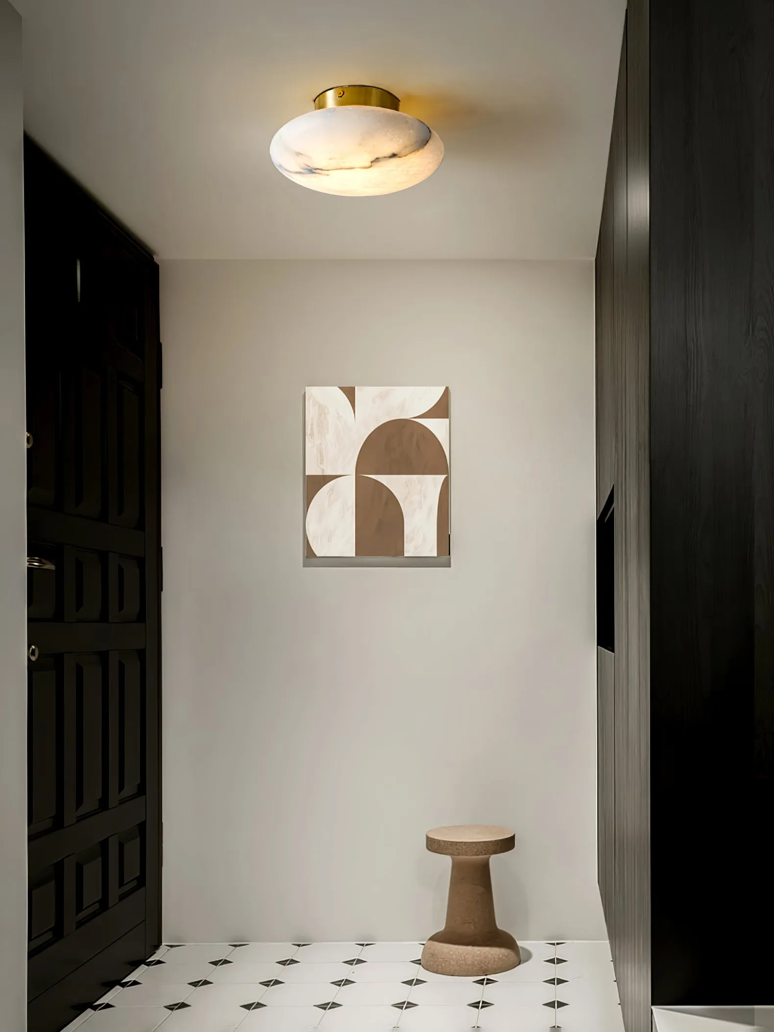 Alabaster Oval Ceiling Lamp