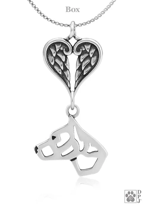 American Staffordshire Terrier Cropped, Head, with Engravable Healing Angels Pendant