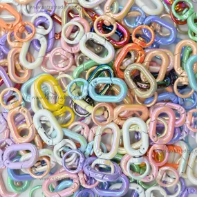 Assorted Candy Color Oval Metal Keychain Key Ring | Size : 38mm | 6pcs