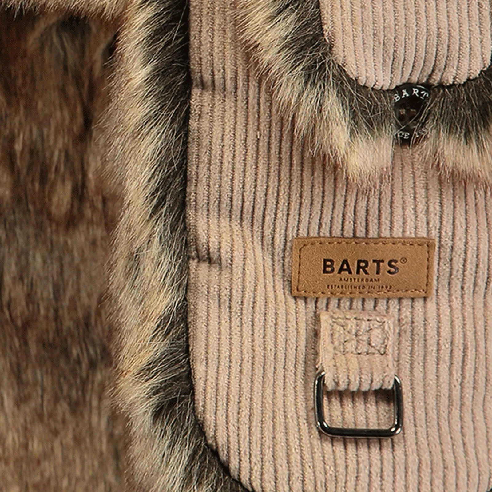 Barts Rib Cord Faux Fur Lining Strap Bomber Hat