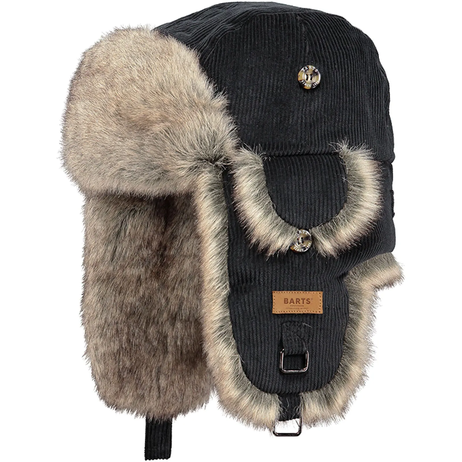 Barts Rib Cord Faux Fur Lining Strap Bomber Hat