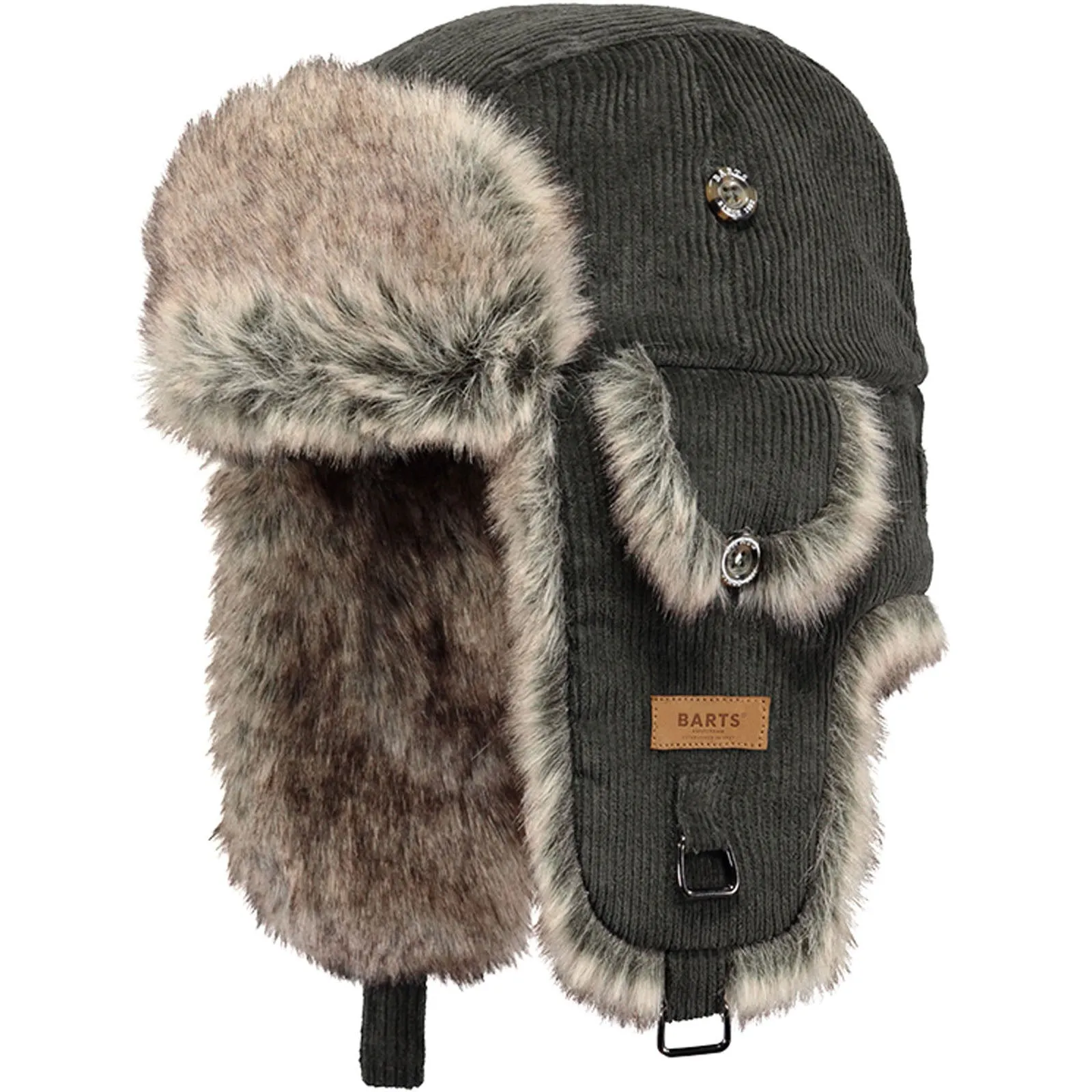 Barts Rib Cord Faux Fur Lining Strap Bomber Hat