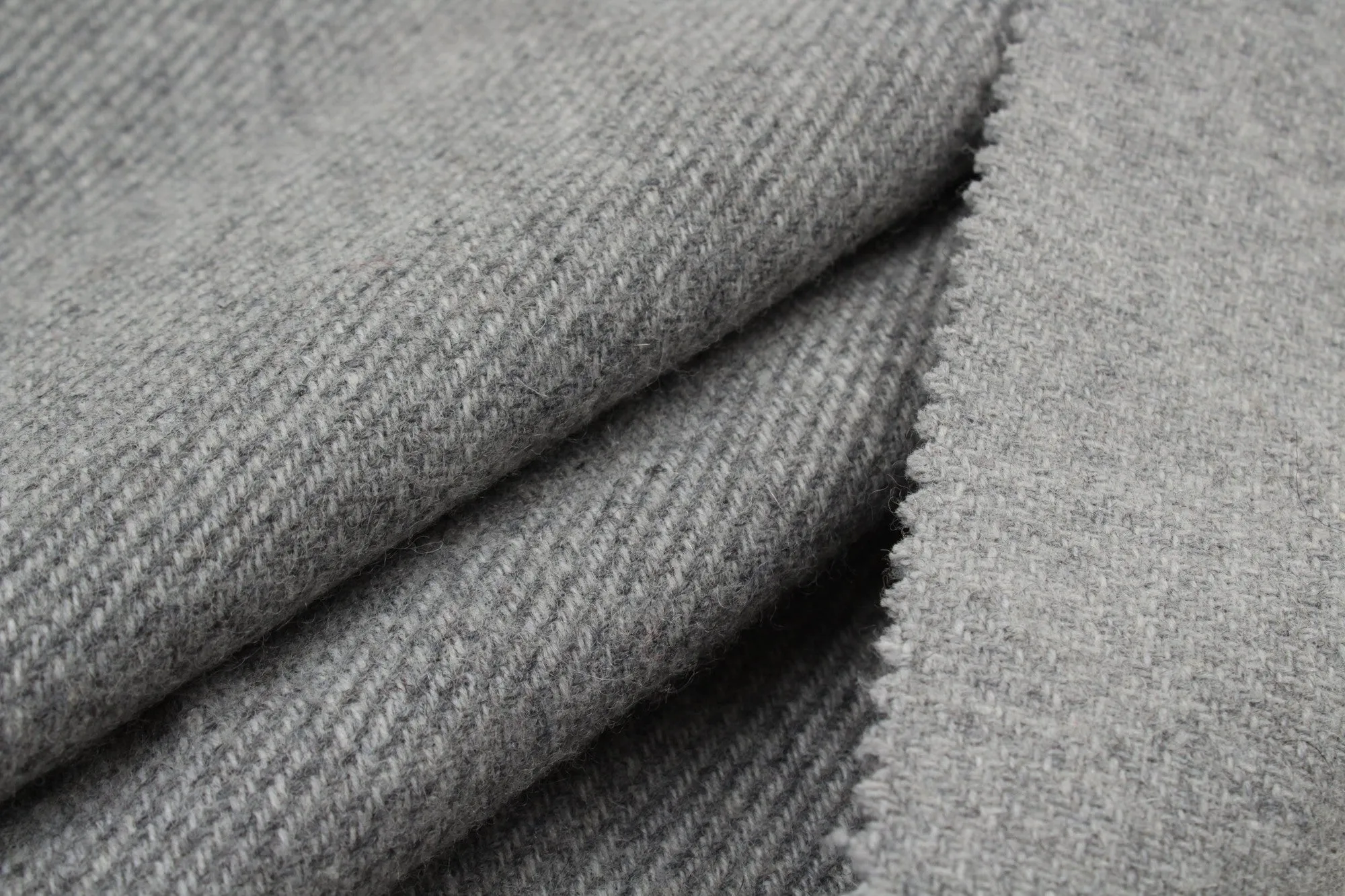Bi-Color Soft Recycled Wool Twill for Coats - Double Face - Grey