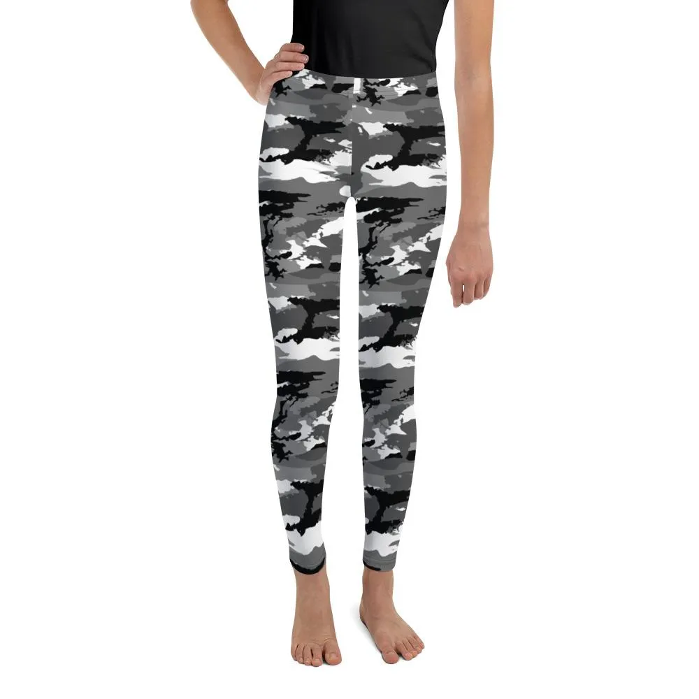 Black & White Camo Youth Leggings