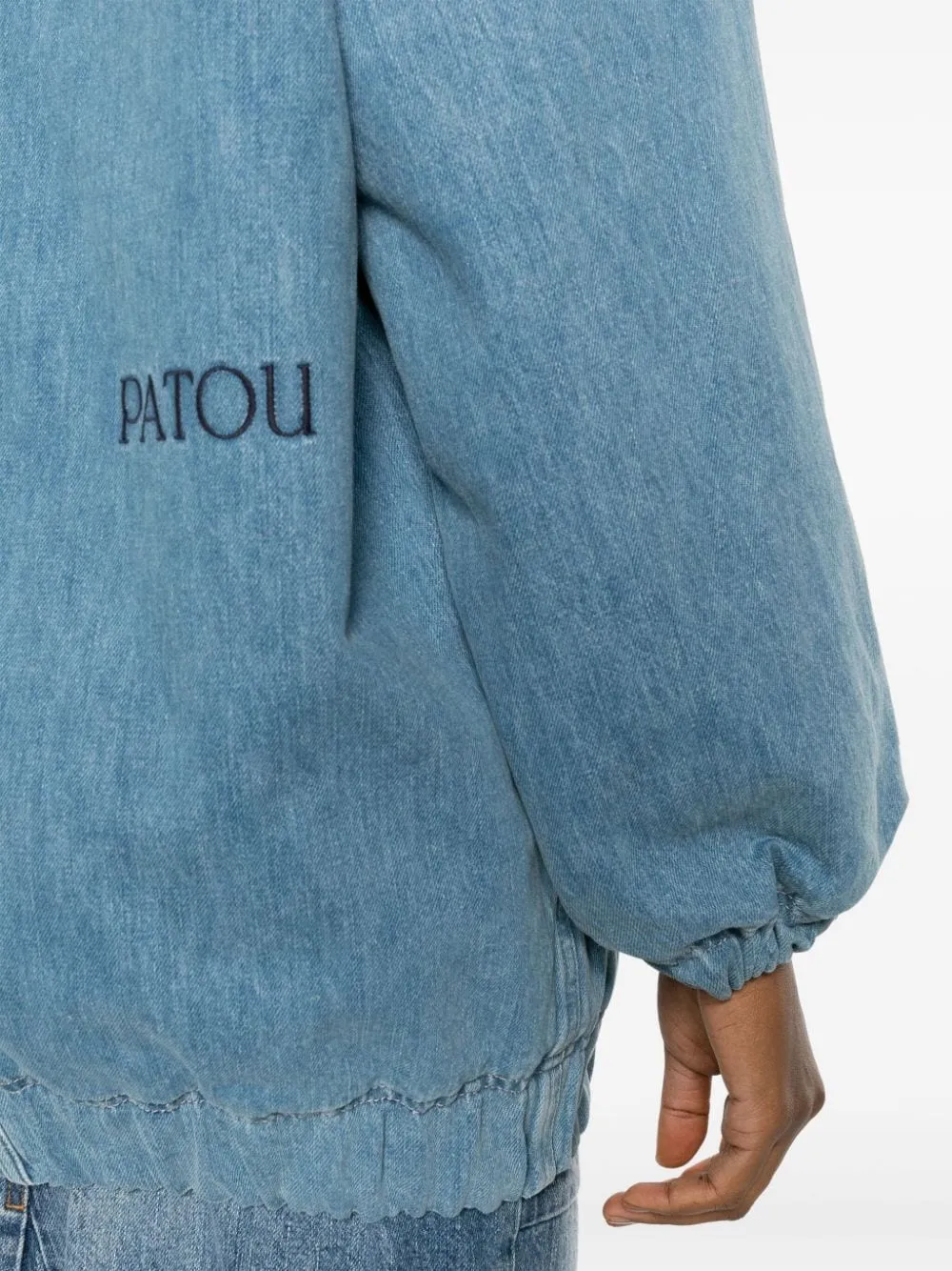 BLUE DENIM SHERPA COAT.