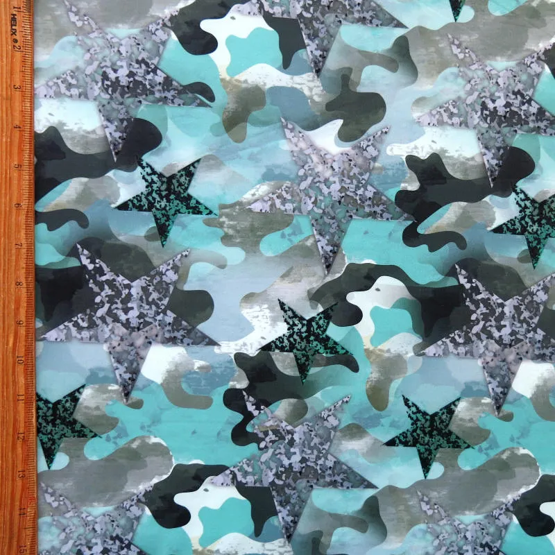 Camo Stars Poly Spandex Swimsuit Fabric