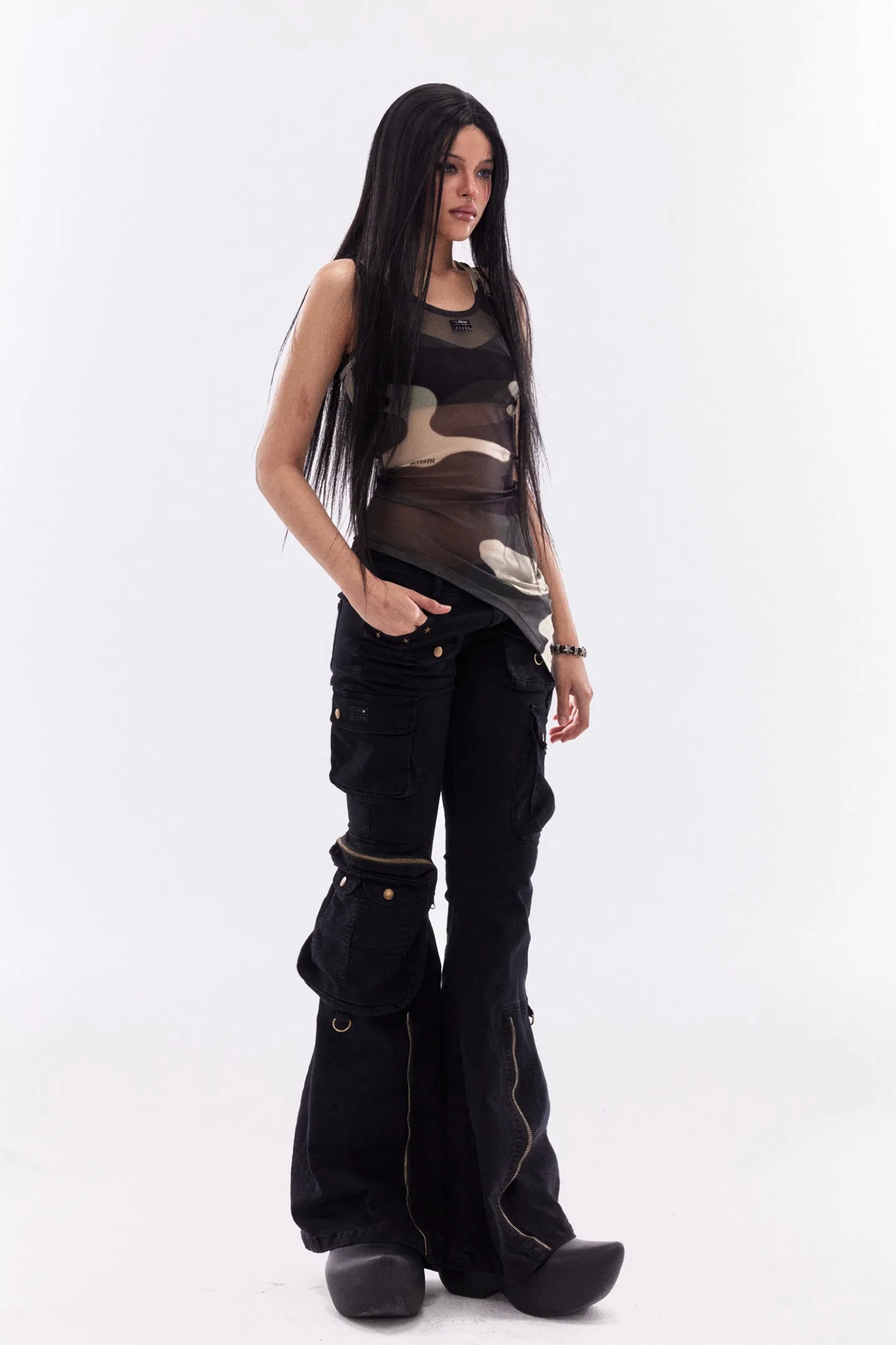 Camouflage Print Mesh Vest