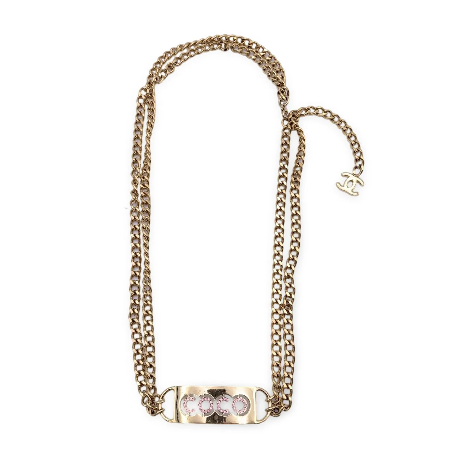 Chanel Vintage Gold Metal Chain Coco Crystals Belt or Necklace