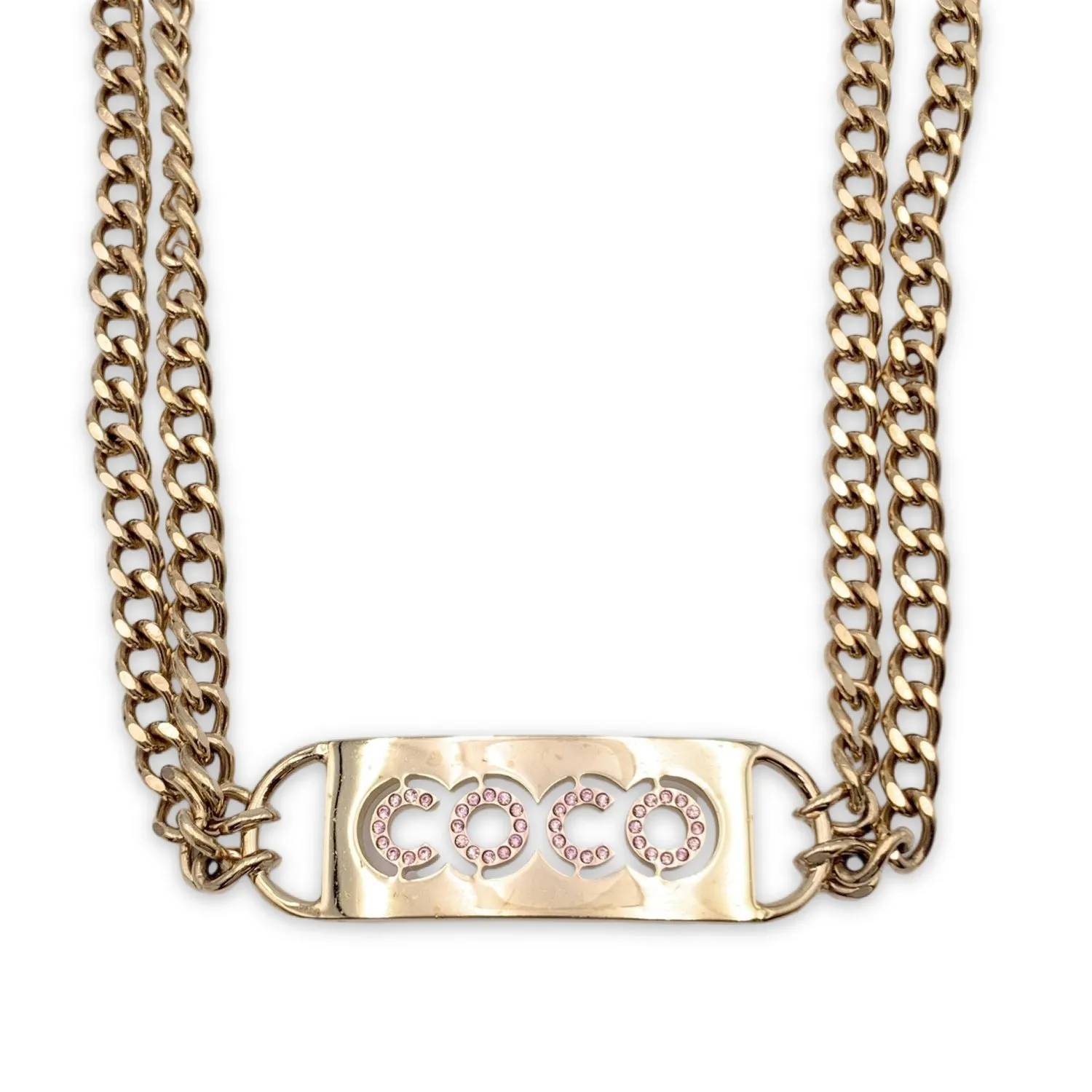 Chanel Vintage Gold Metal Chain Coco Crystals Belt or Necklace