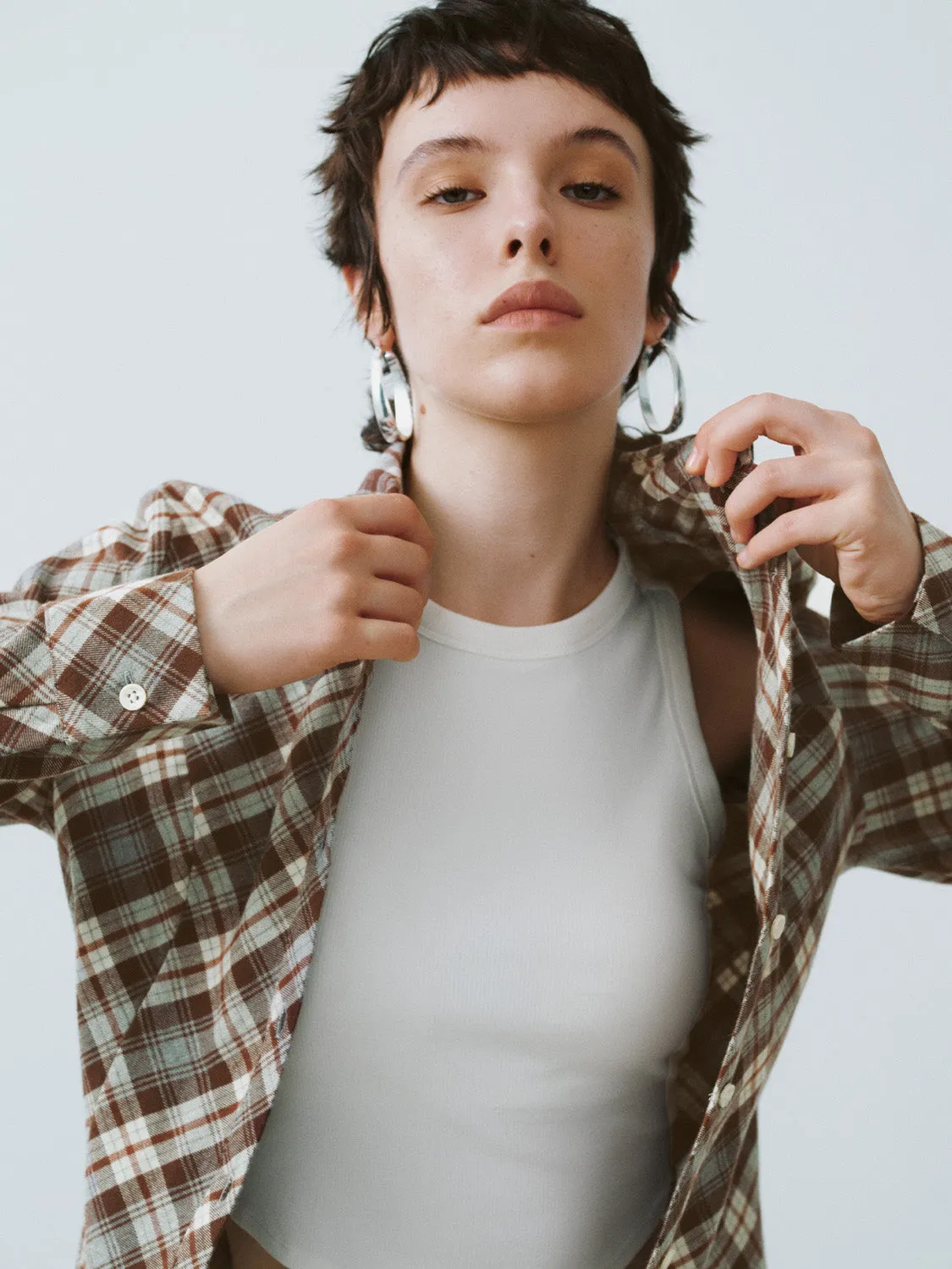 Checkered Button Up Lapel Shirt