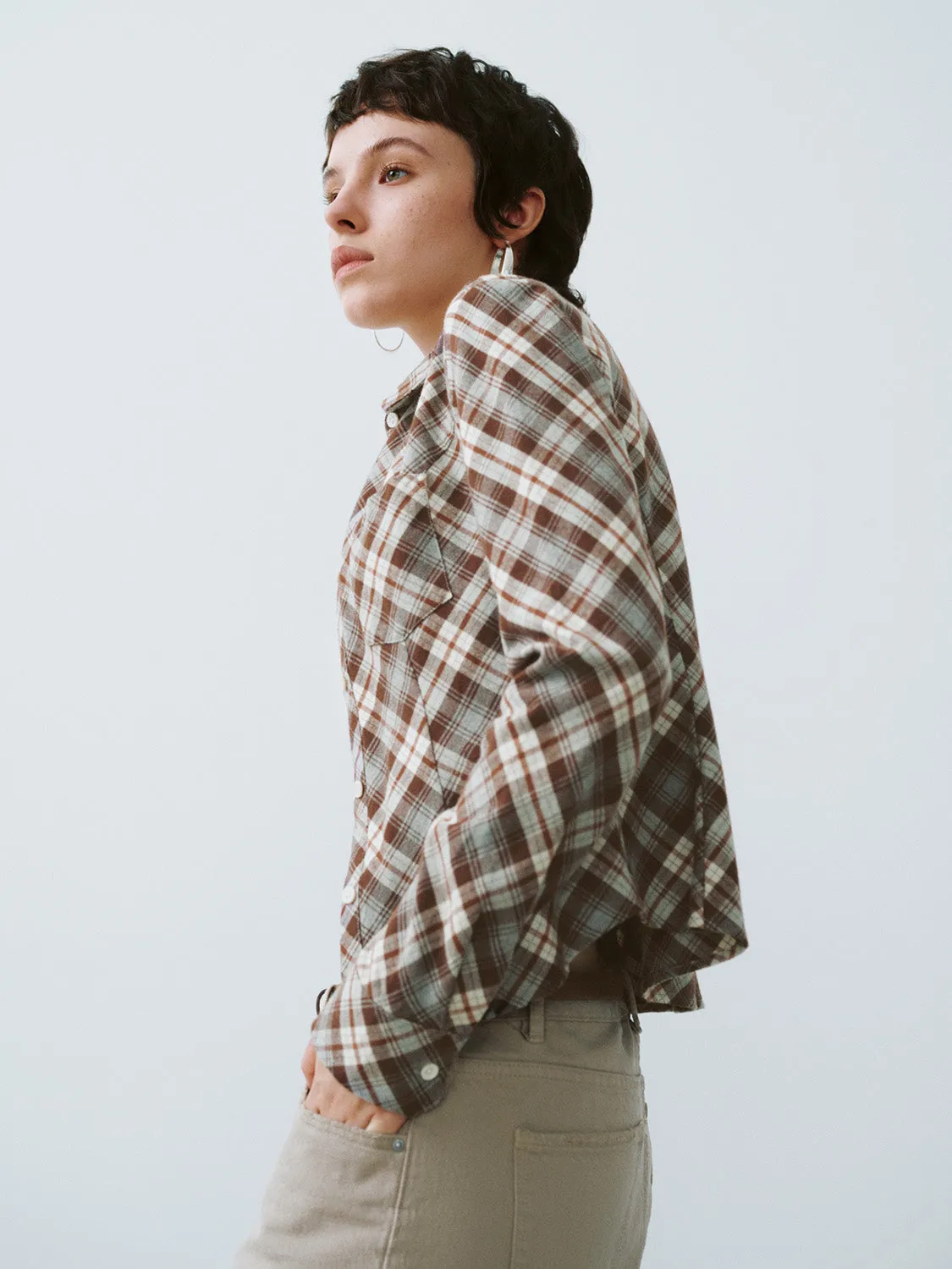 Checkered Button Up Lapel Shirt