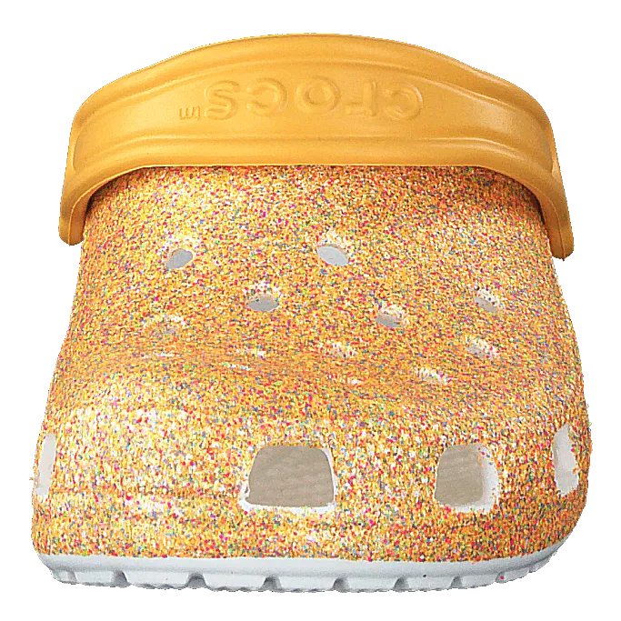 Classic Glitter Clog Kids Orange Sorbet Glitter