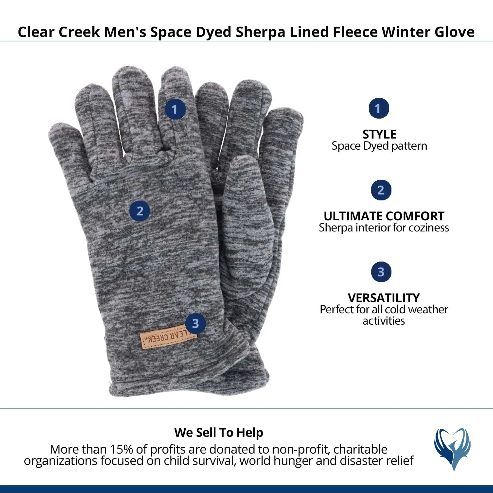 Clear Creek Men's Space Dyed Sherpa Lined Fleece Winter Glove