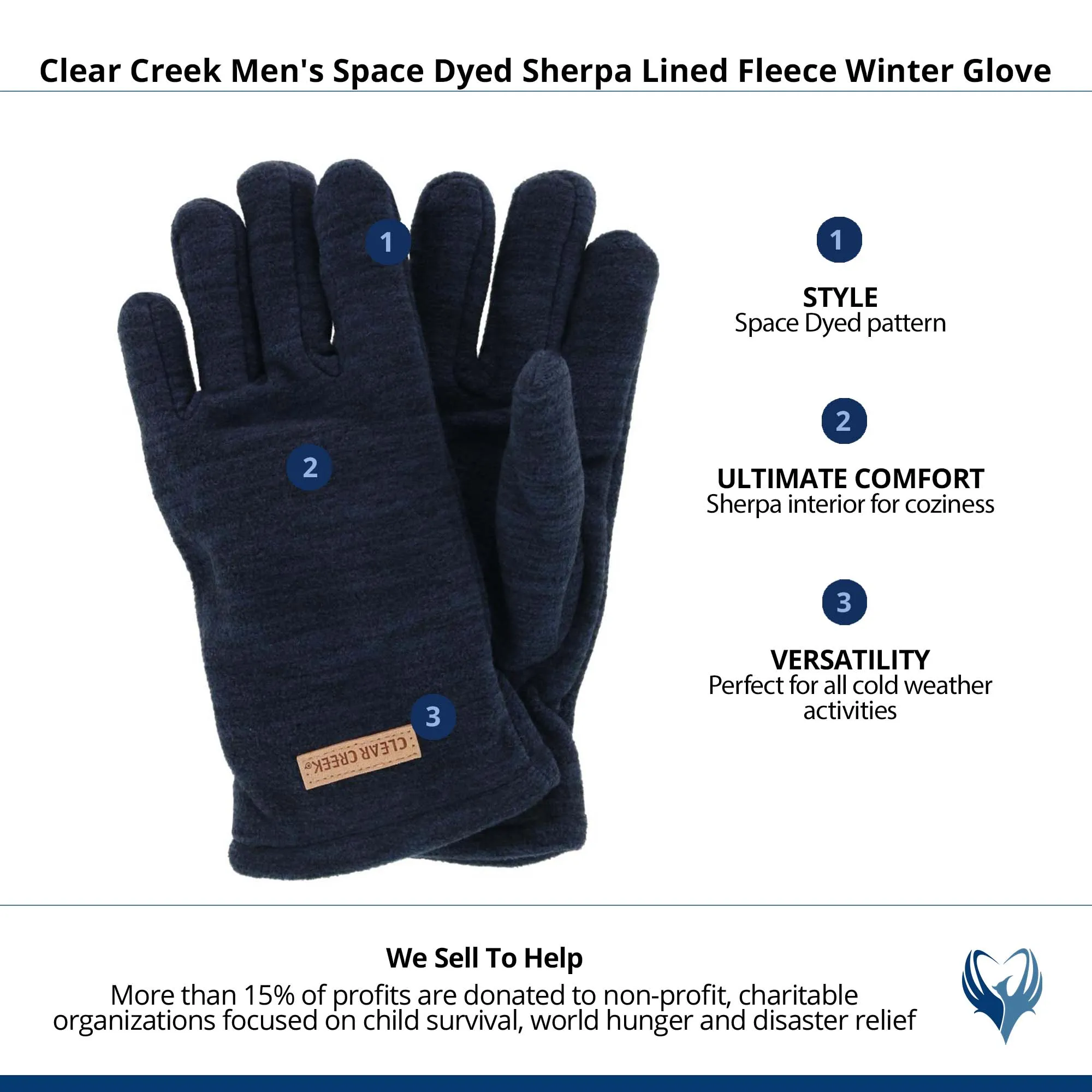 Clear Creek Men's Space Dyed Sherpa Lined Fleece Winter Glove