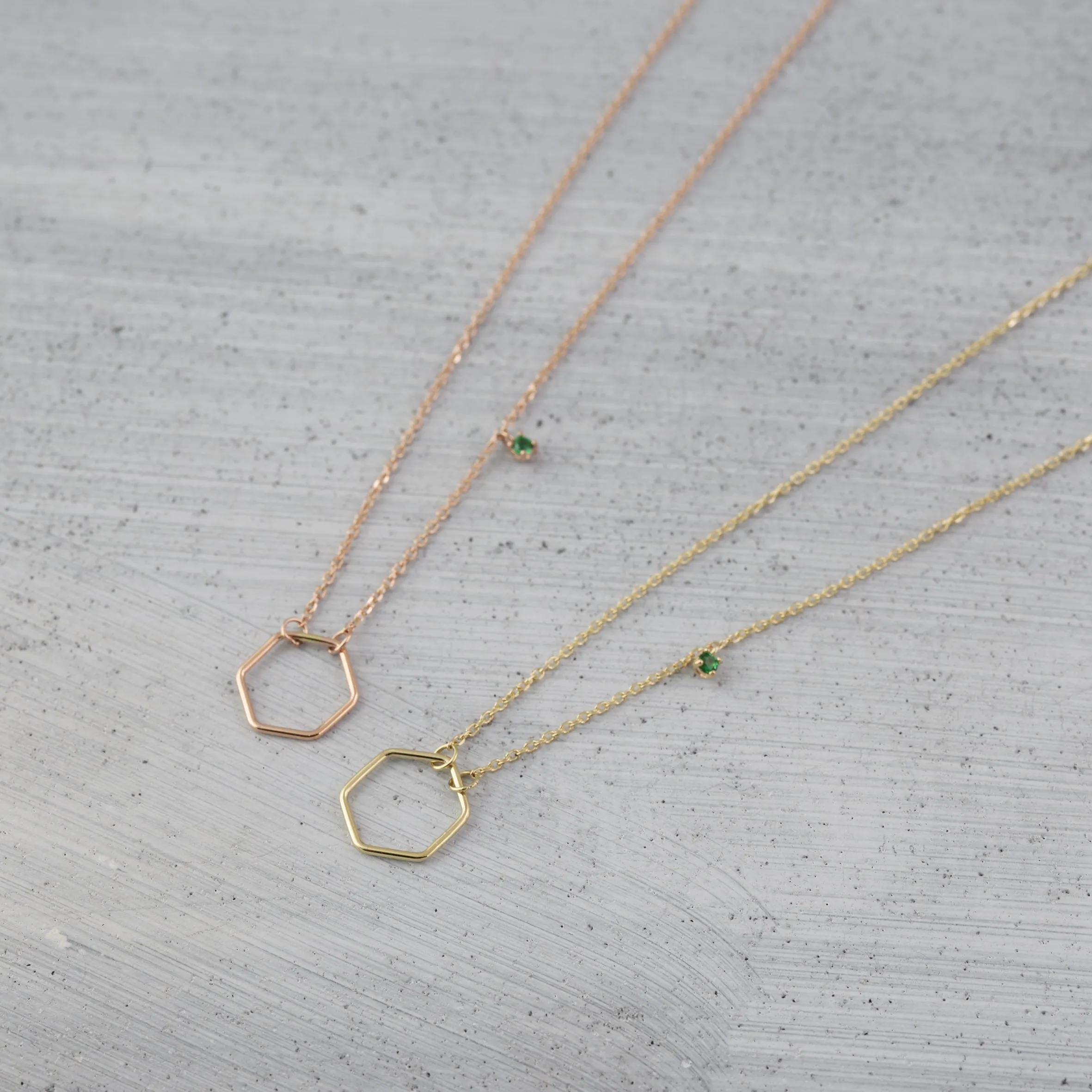 Dainty hexagon eternity Necklace - 14K/ 18K Gold