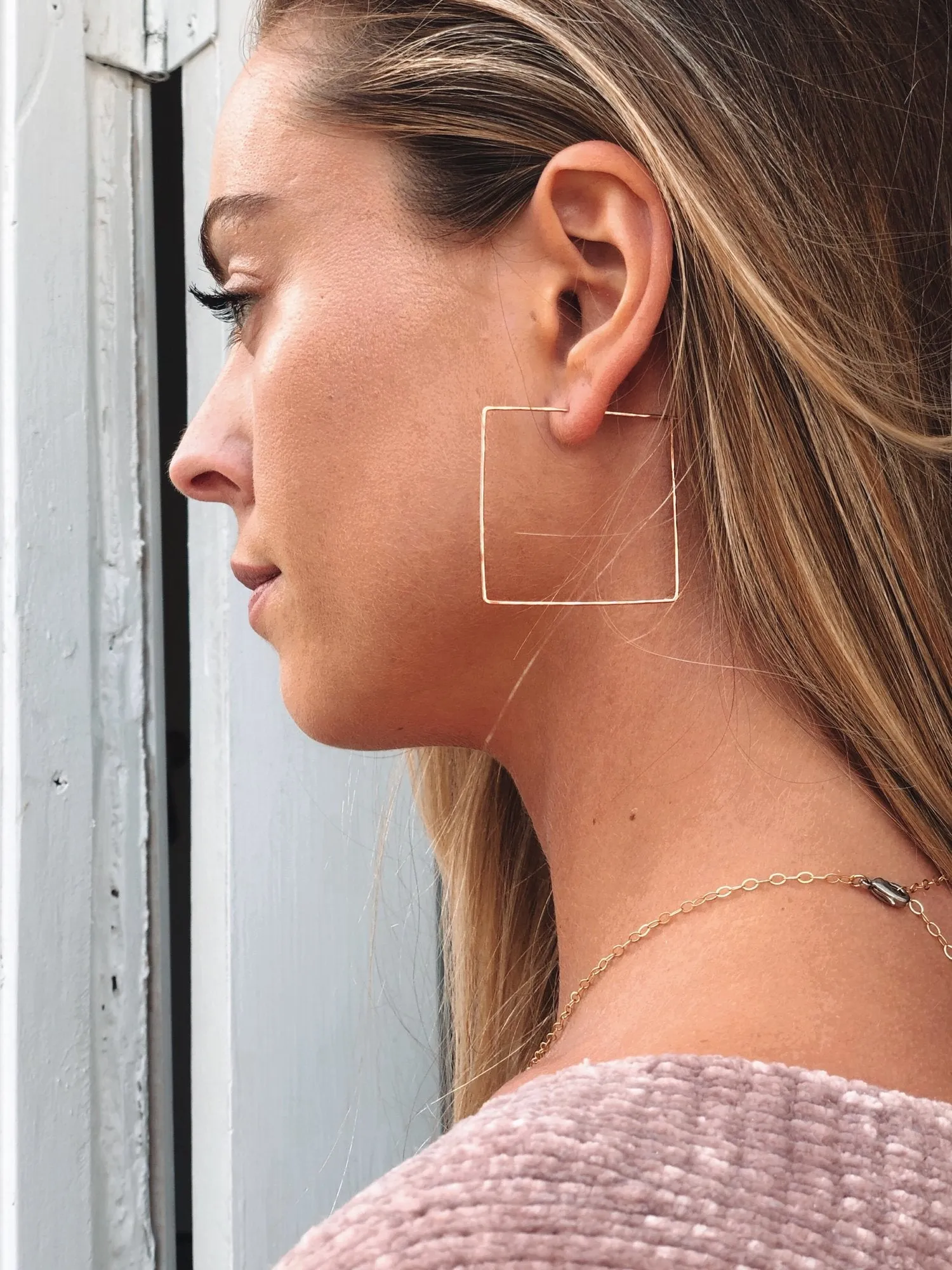 Dainty Rose Gold Square Threaders by Toasted Jewelry