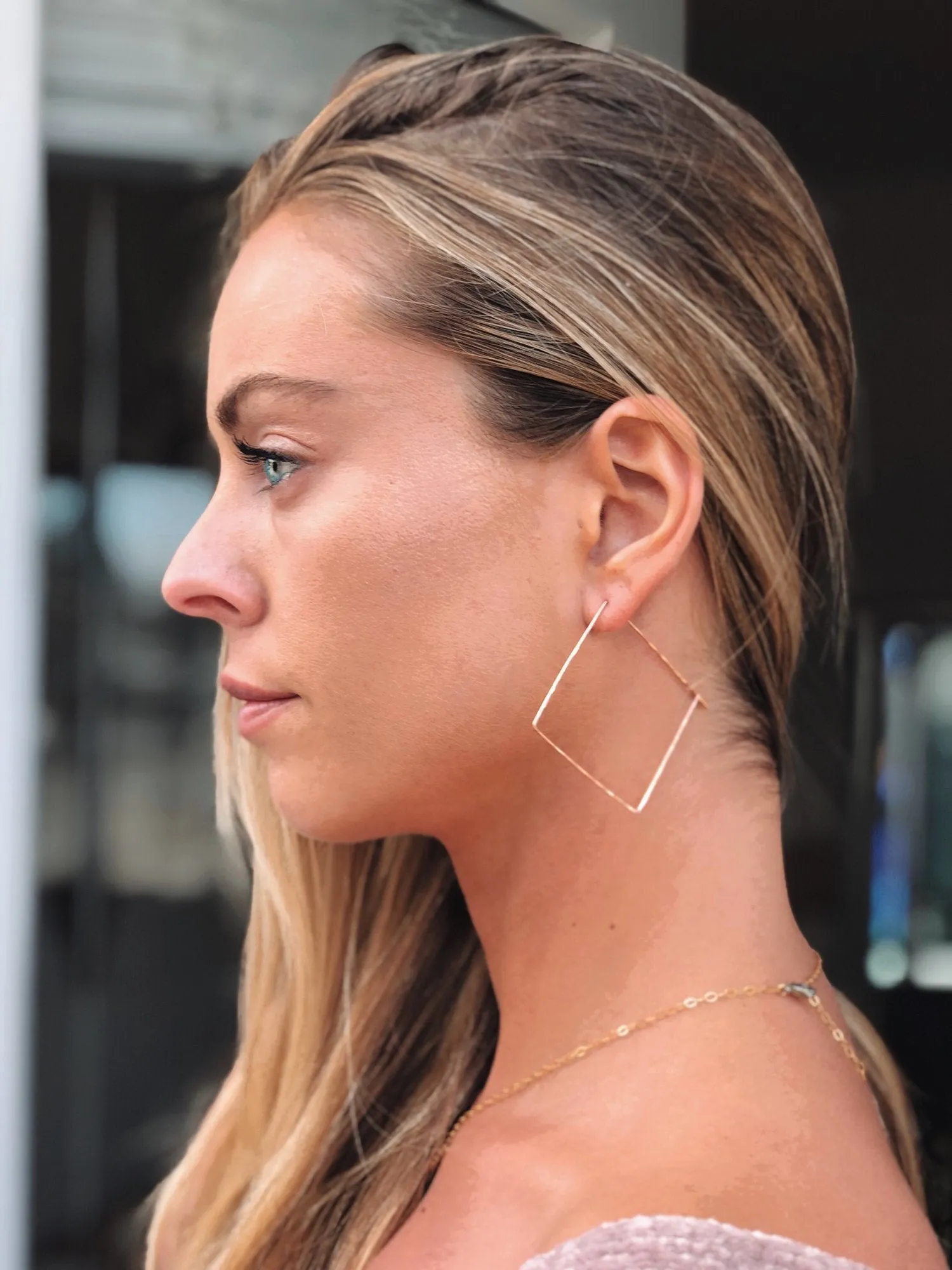 Dainty Rose Gold Square Threaders by Toasted Jewelry