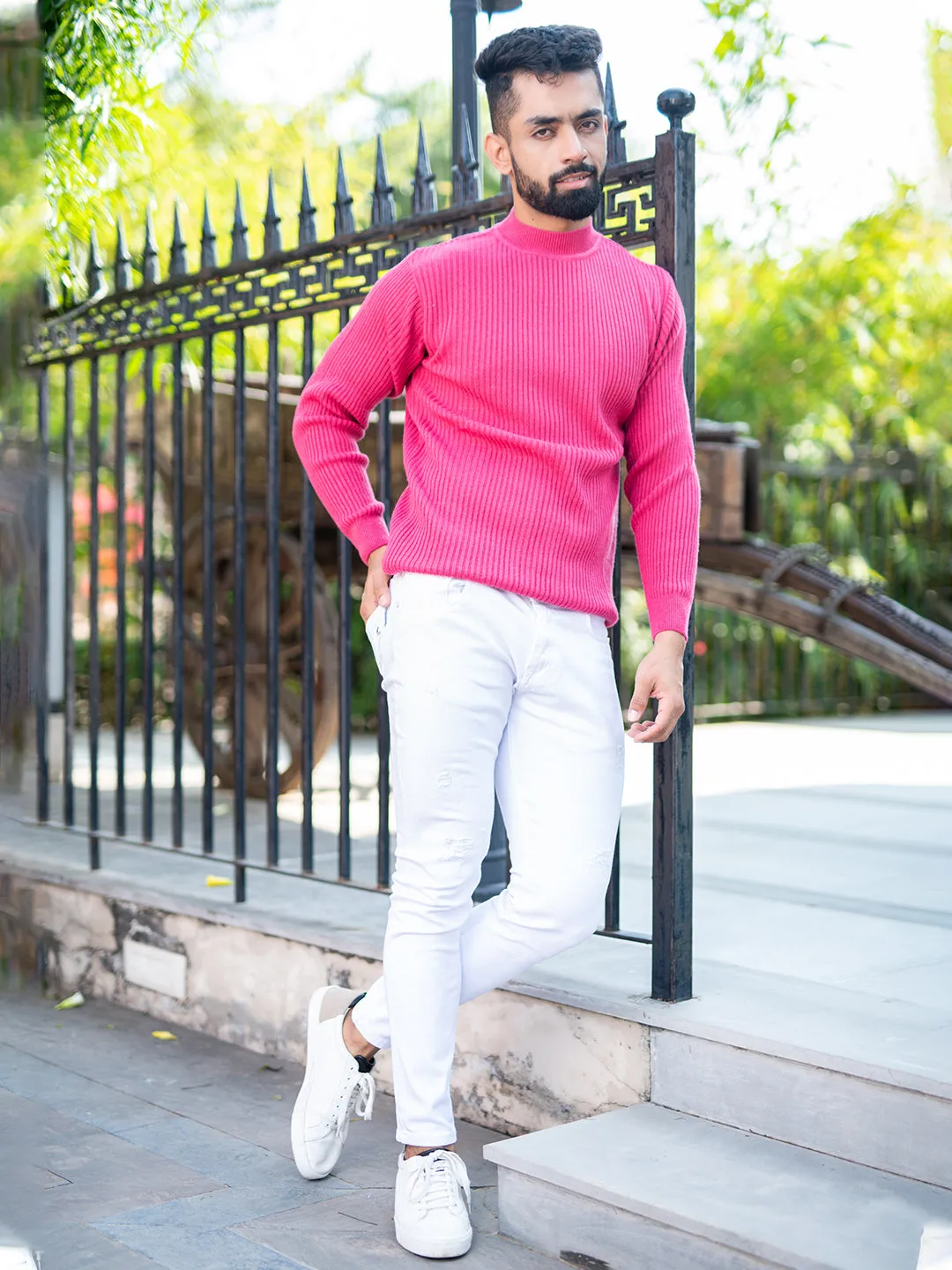 Dark Pink Color Turtle Neck Sweater