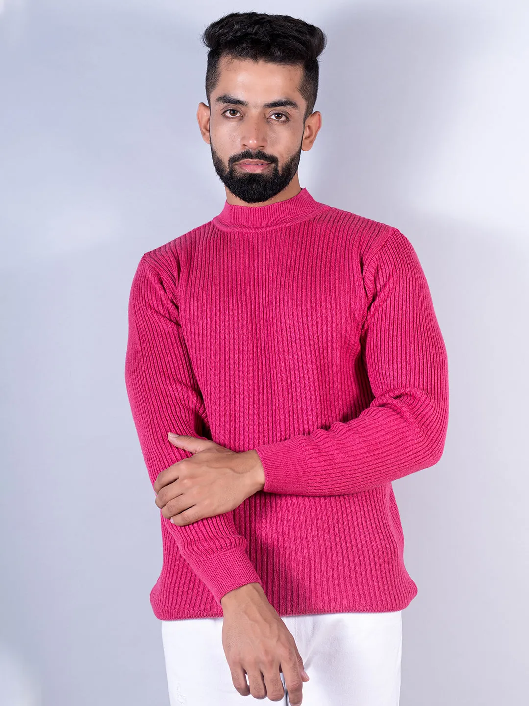 Dark Pink Color Turtle Neck Sweater