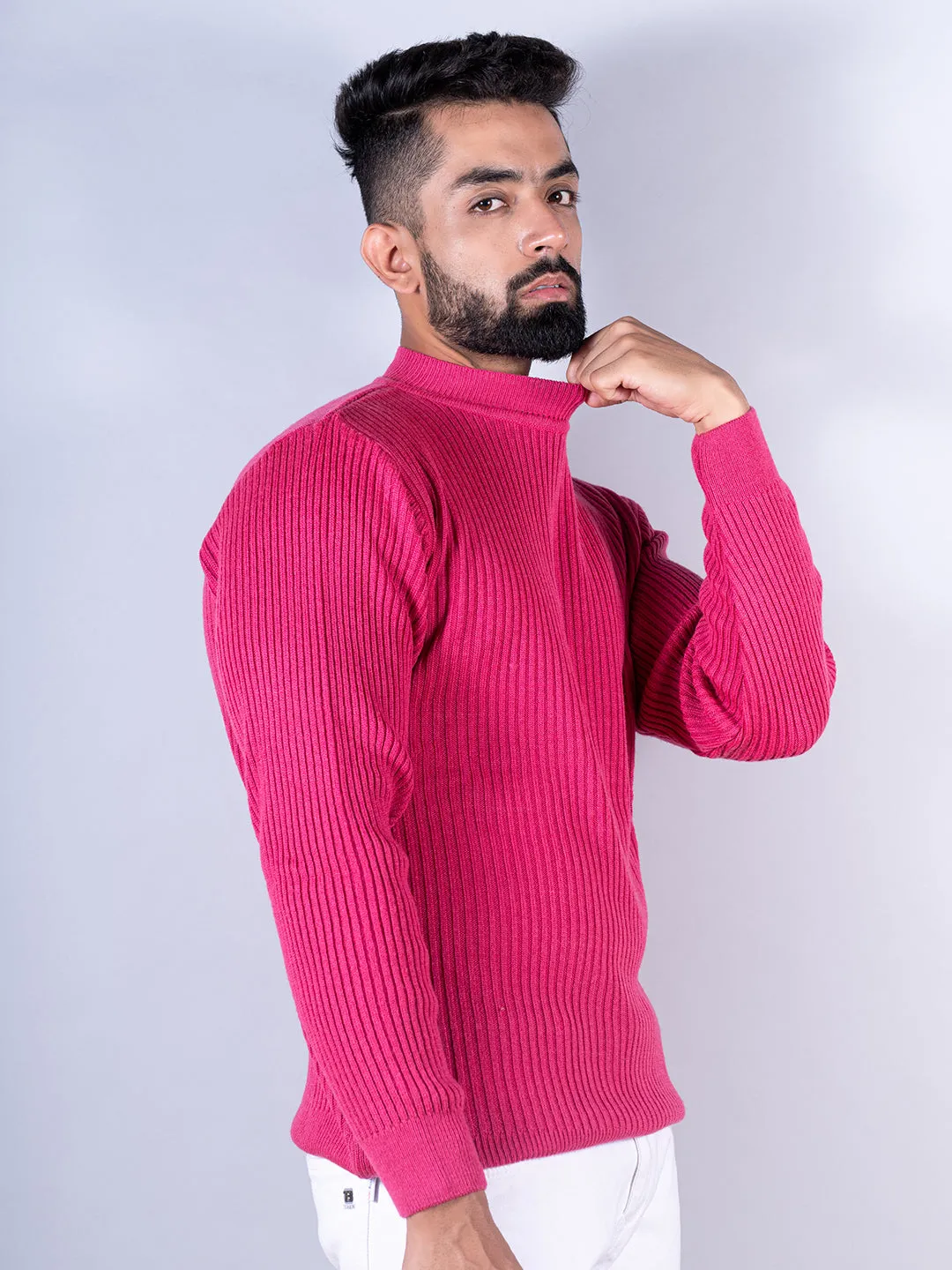 Dark Pink Color Turtle Neck Sweater