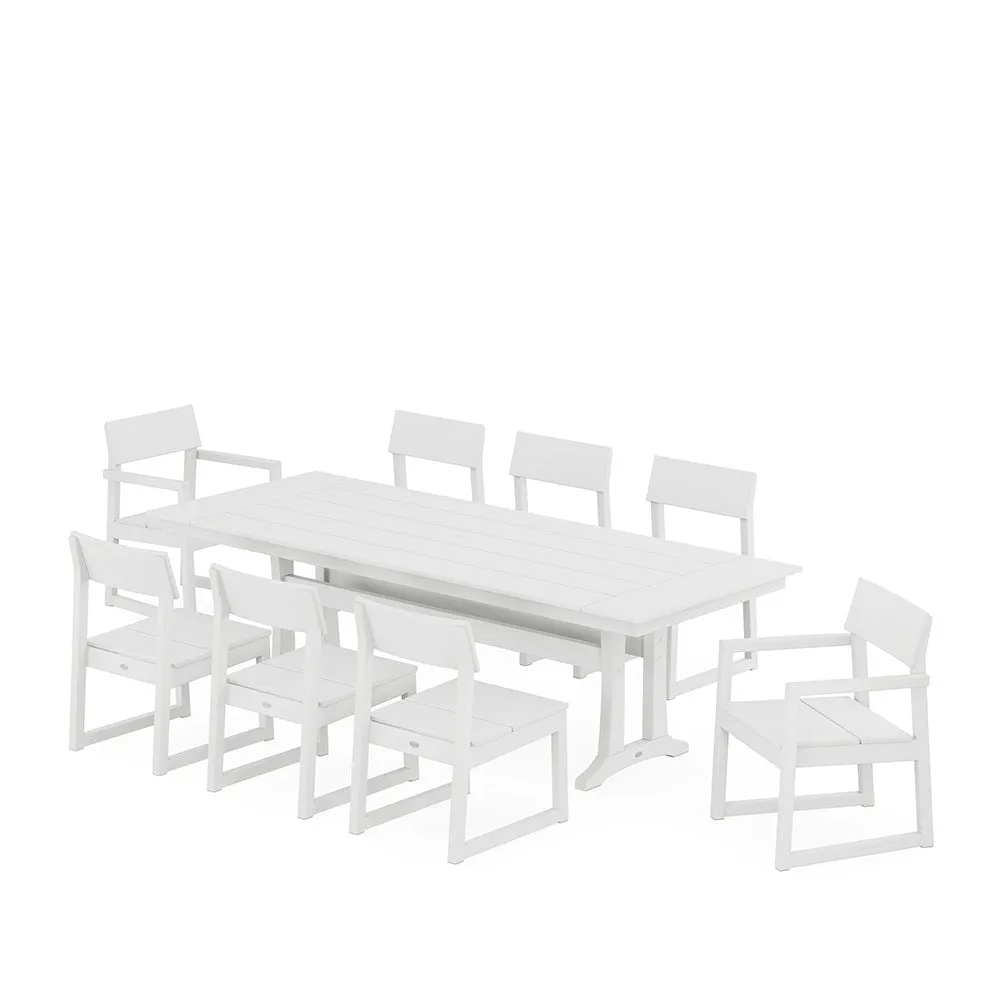 Edge 9 Piece Farmhouse Dining Set with Trestle Legs