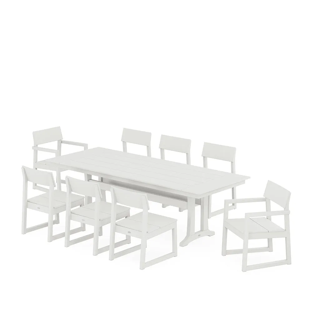 Edge 9 Piece Farmhouse Dining Set with Trestle Legs
