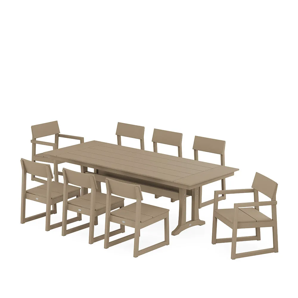 Edge 9 Piece Farmhouse Dining Set with Trestle Legs