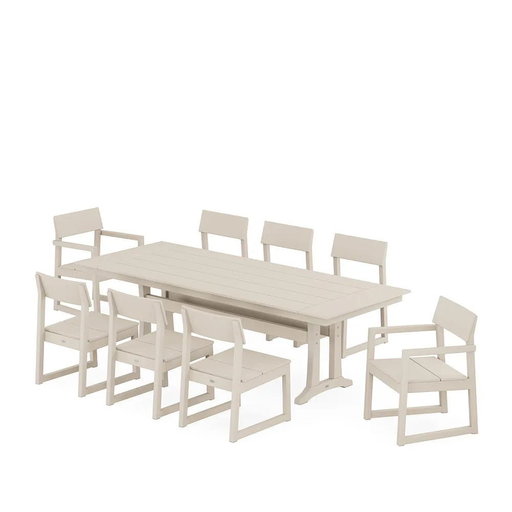 Edge 9 Piece Farmhouse Dining Set with Trestle Legs