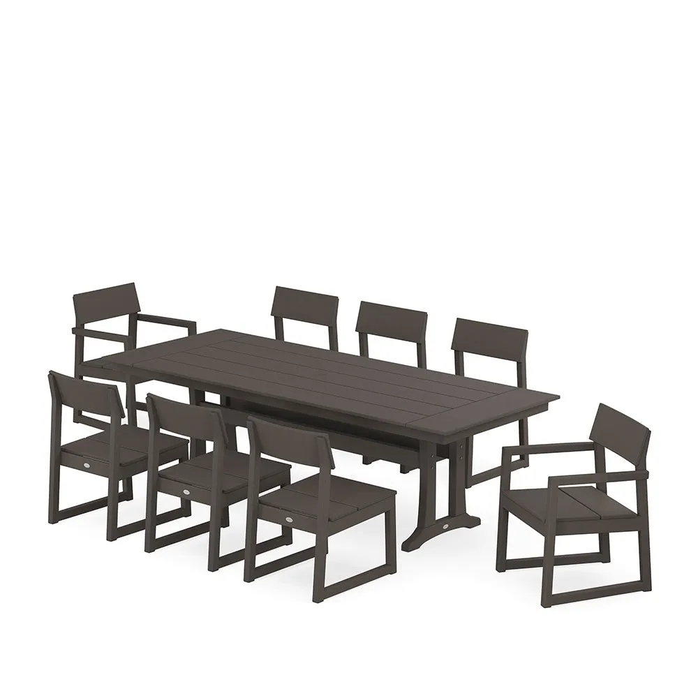 Edge 9 Piece Farmhouse Dining Set with Trestle Legs
