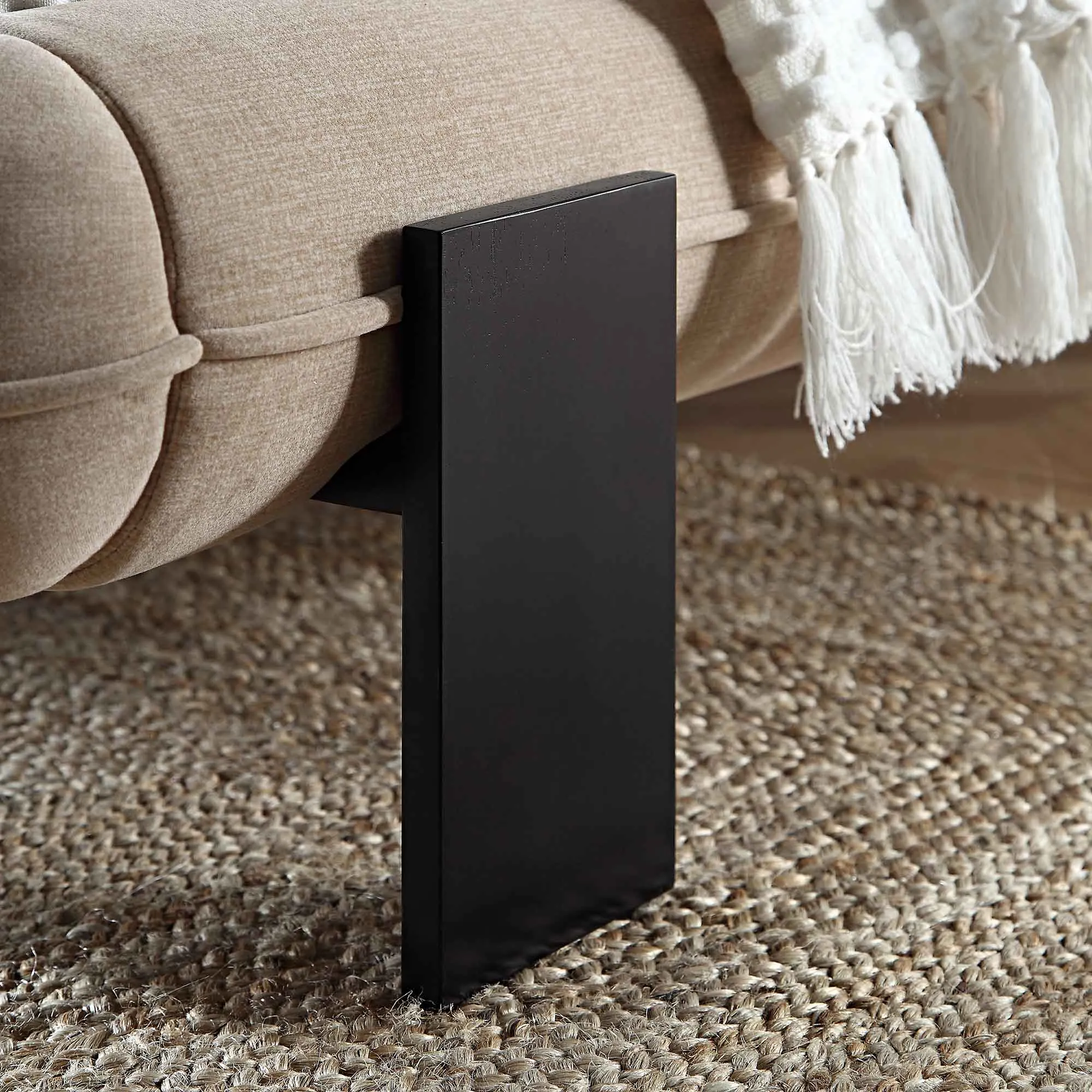 Elystan Oval Headboard Upholstered Bed, Warm Beige Fabric