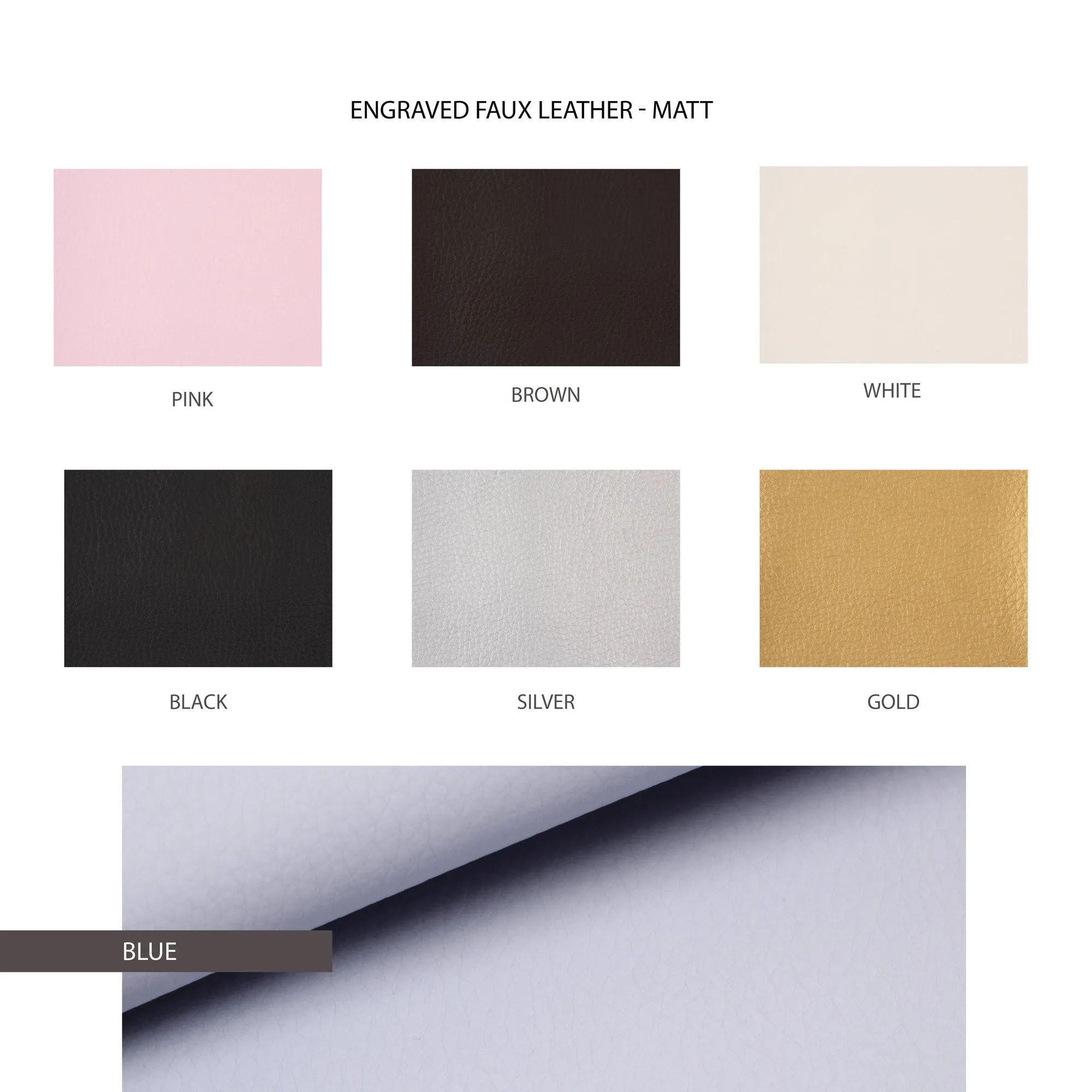 Engraved Faux (Vegan) Leather - Matt - 7 Colors Available