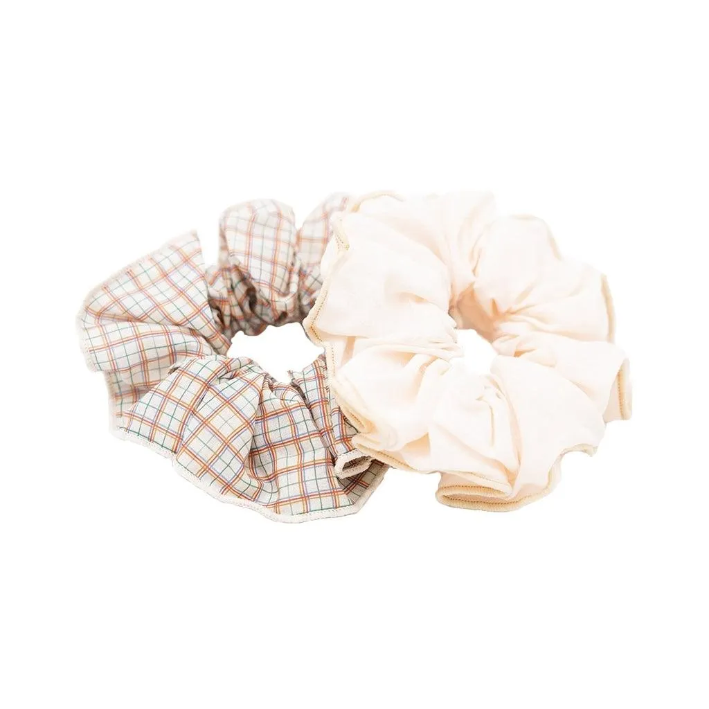 Hair Scrunchie Set of 2 - Plaid Pattern