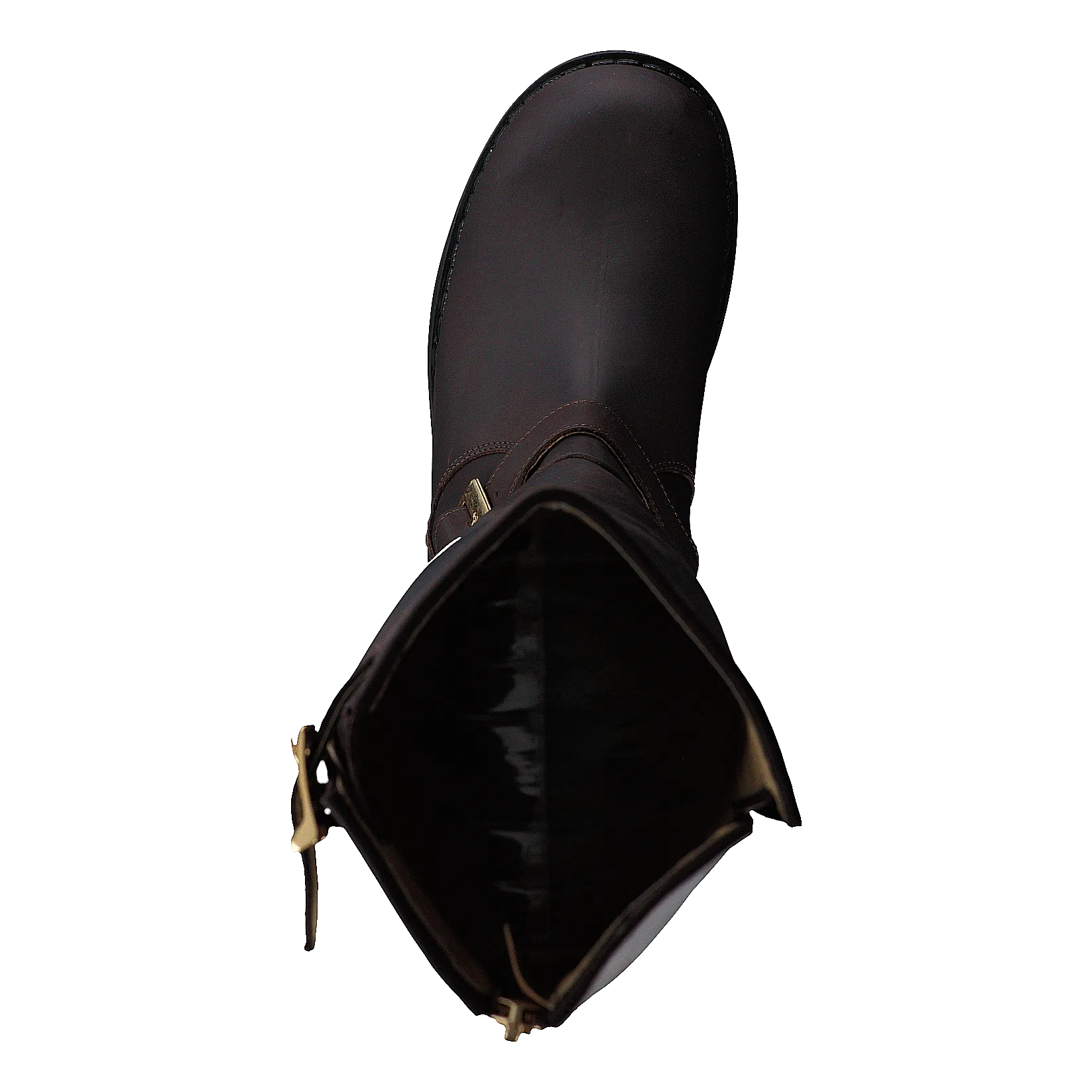 High Zip Back Brown Shiny Gold