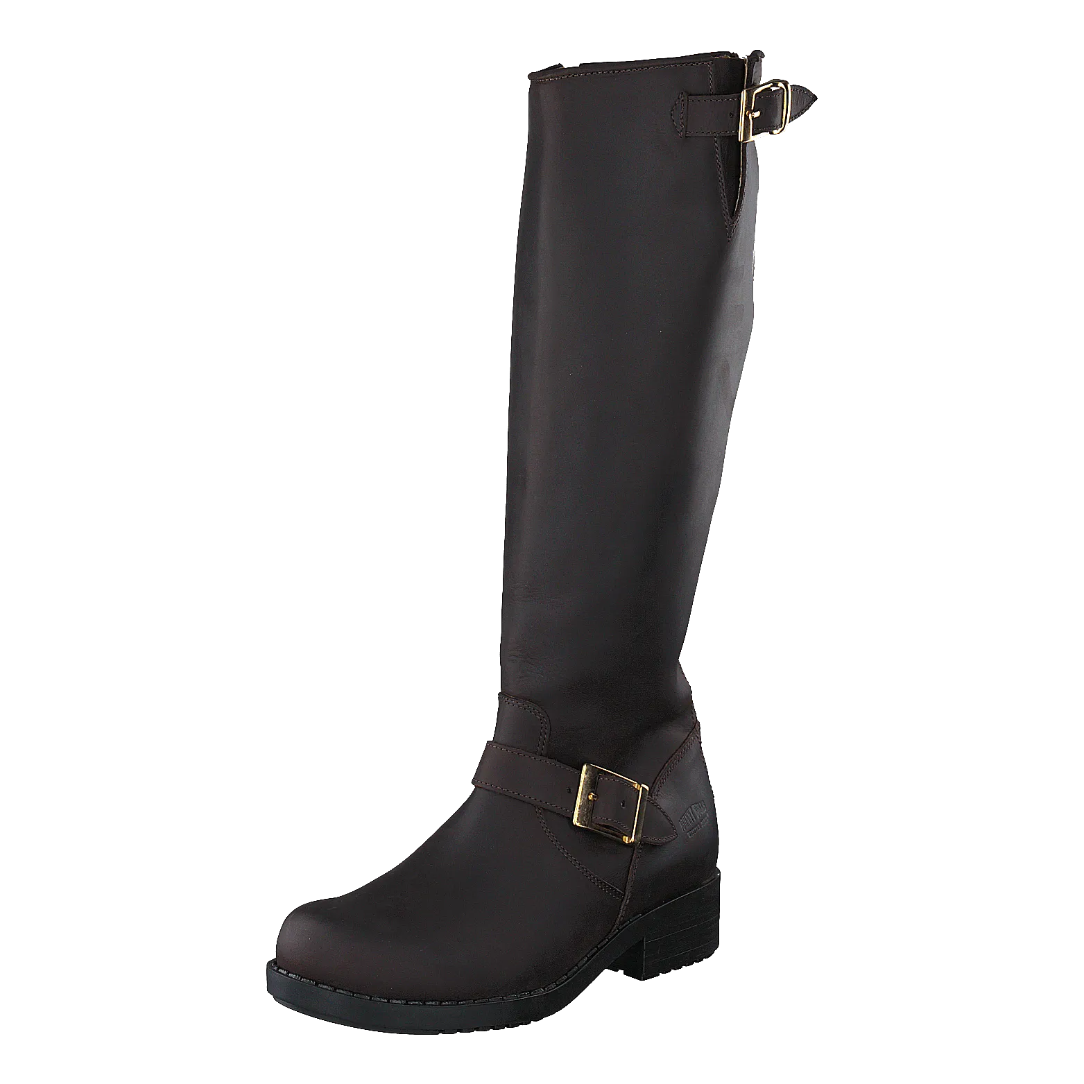 High Zip Back Brown Shiny Gold