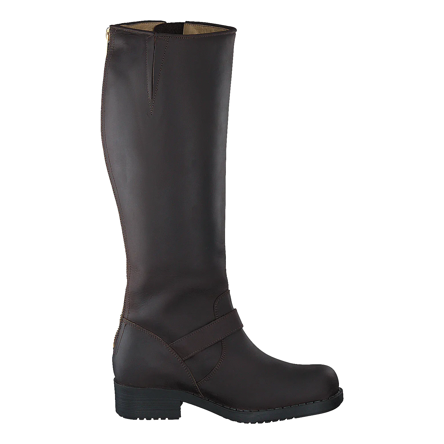 High Zip Back Brown Shiny Gold