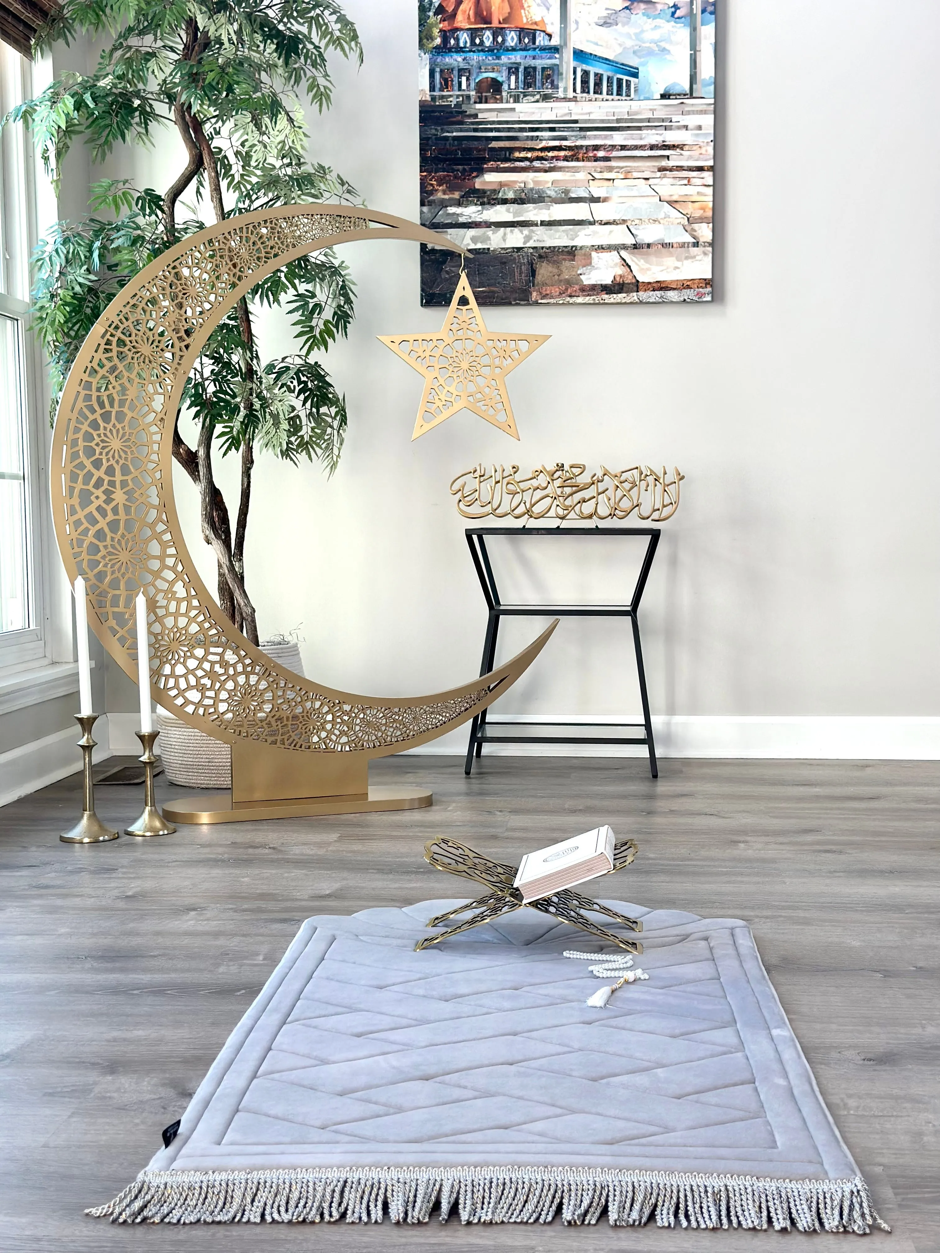 Large Sea shell Anti-Slip Luxury Prayer Mat with Tote Bag