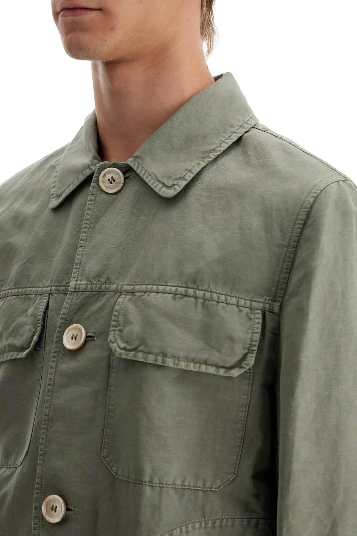 LINEN AND COTTON GABARDINE OVERSHIRT