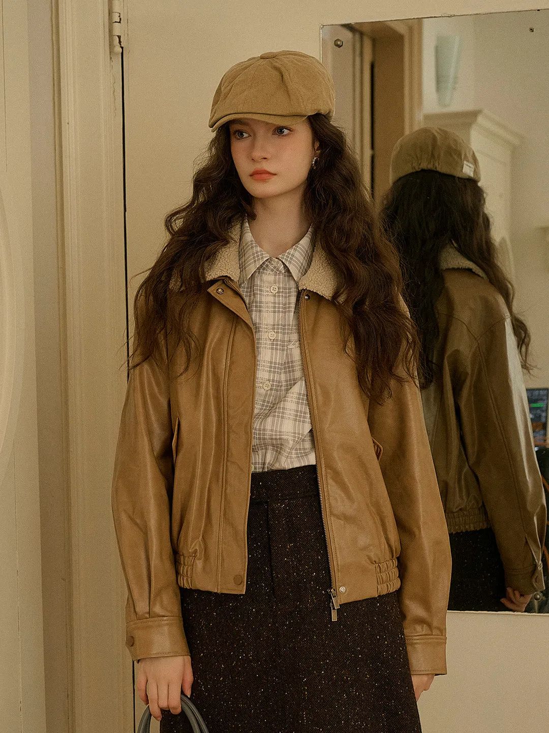 Loretta Vintage Removable Lambswool Lapel Pocket Jacket