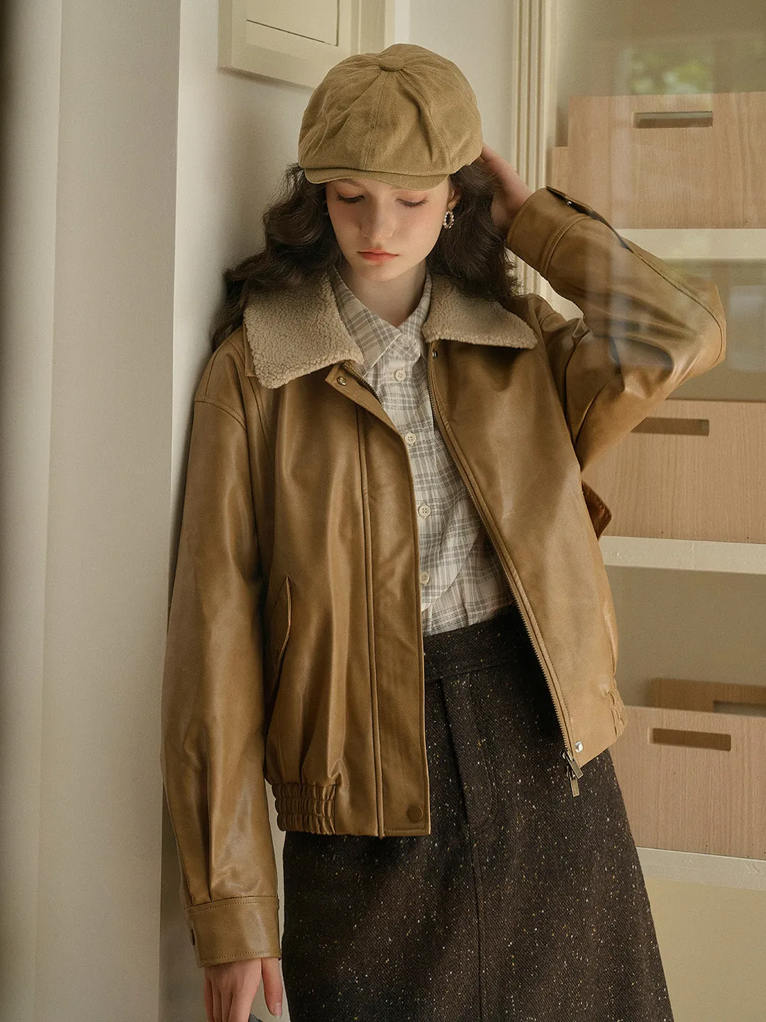 Loretta Vintage Removable Lambswool Lapel Pocket Jacket