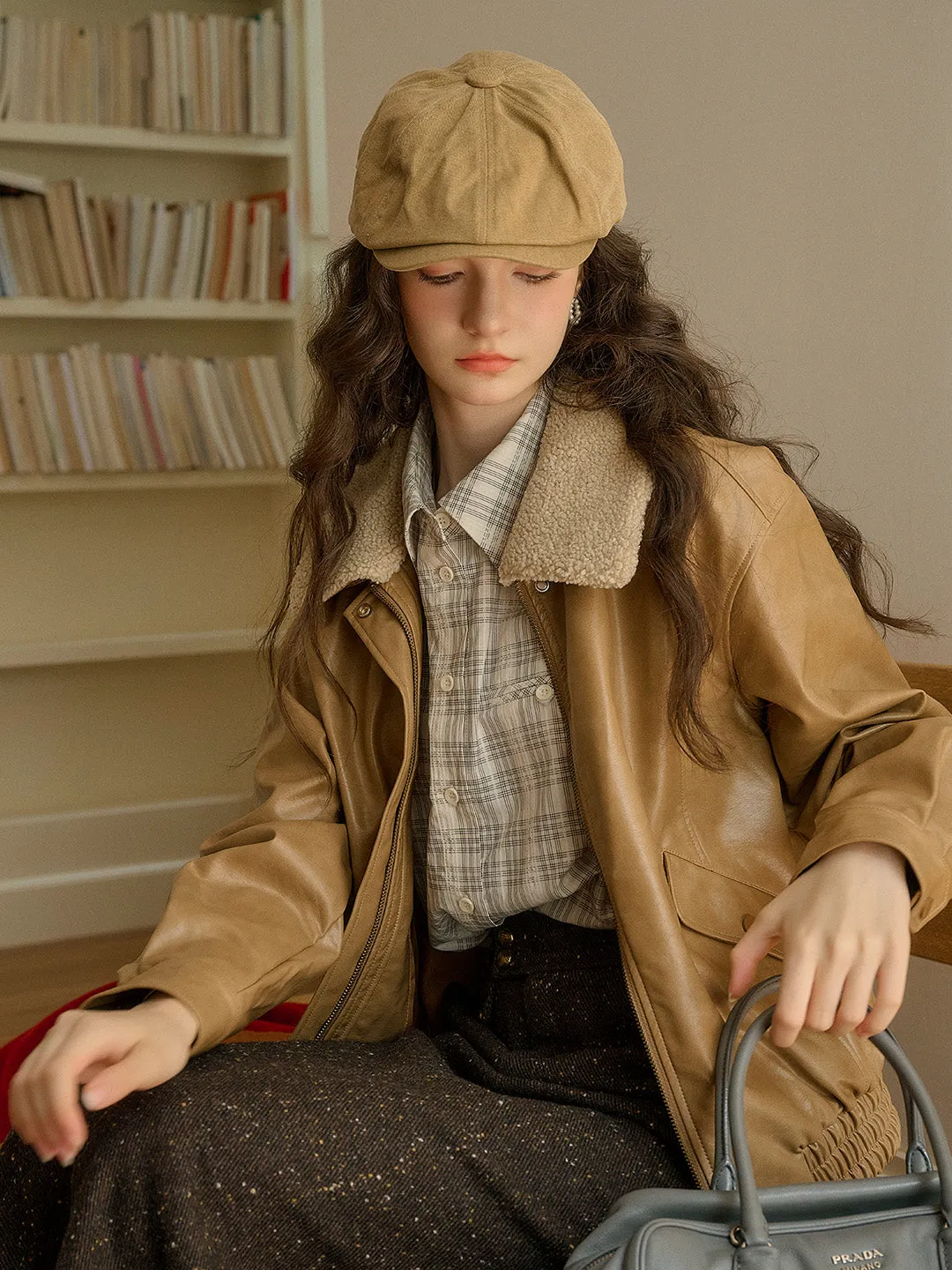 Loretta Vintage Removable Lambswool Lapel Pocket Jacket