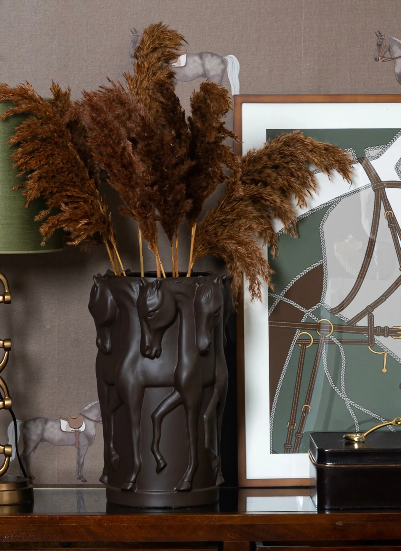 MATT BROWN CERAMIC VASE DANCING HORSES