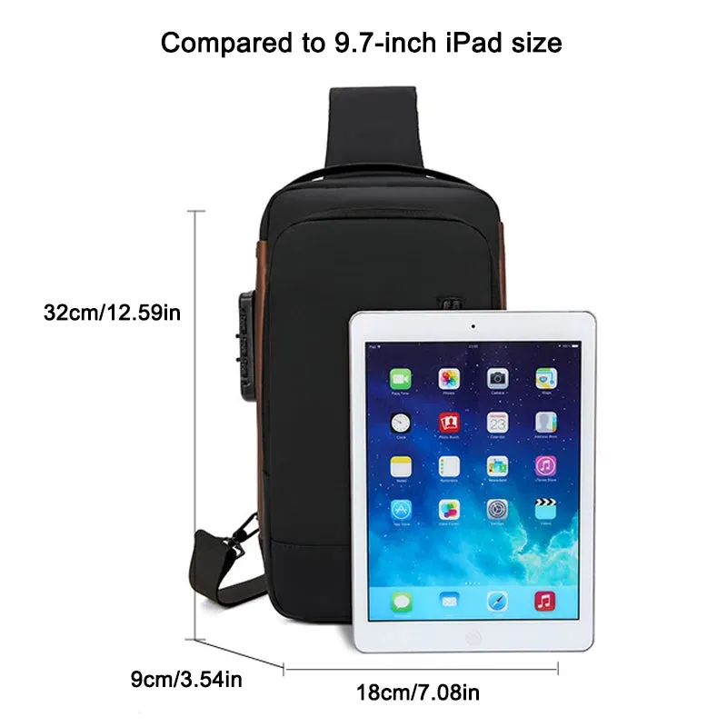 Men's Shoulder Bags Waterproof Usb Crossbody Oxford Bag Anti-Theft Sling Bag Short Travel Messenger Chest Pack For Male