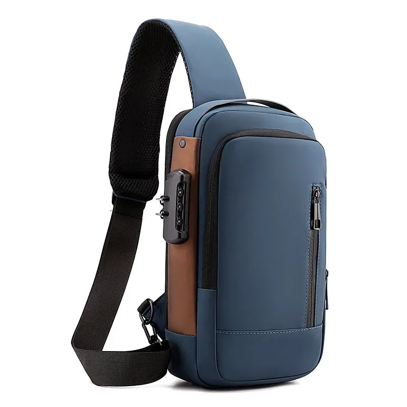 Men's Shoulder Bags Waterproof Usb Crossbody Oxford Bag Anti-Theft Sling Bag Short Travel Messenger Chest Pack For Male