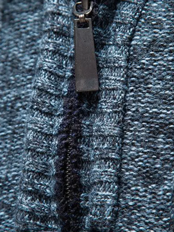 Men's stand collar zipper half sweater