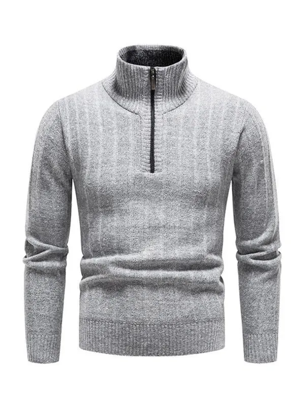 Men's stand collar zipper half sweater