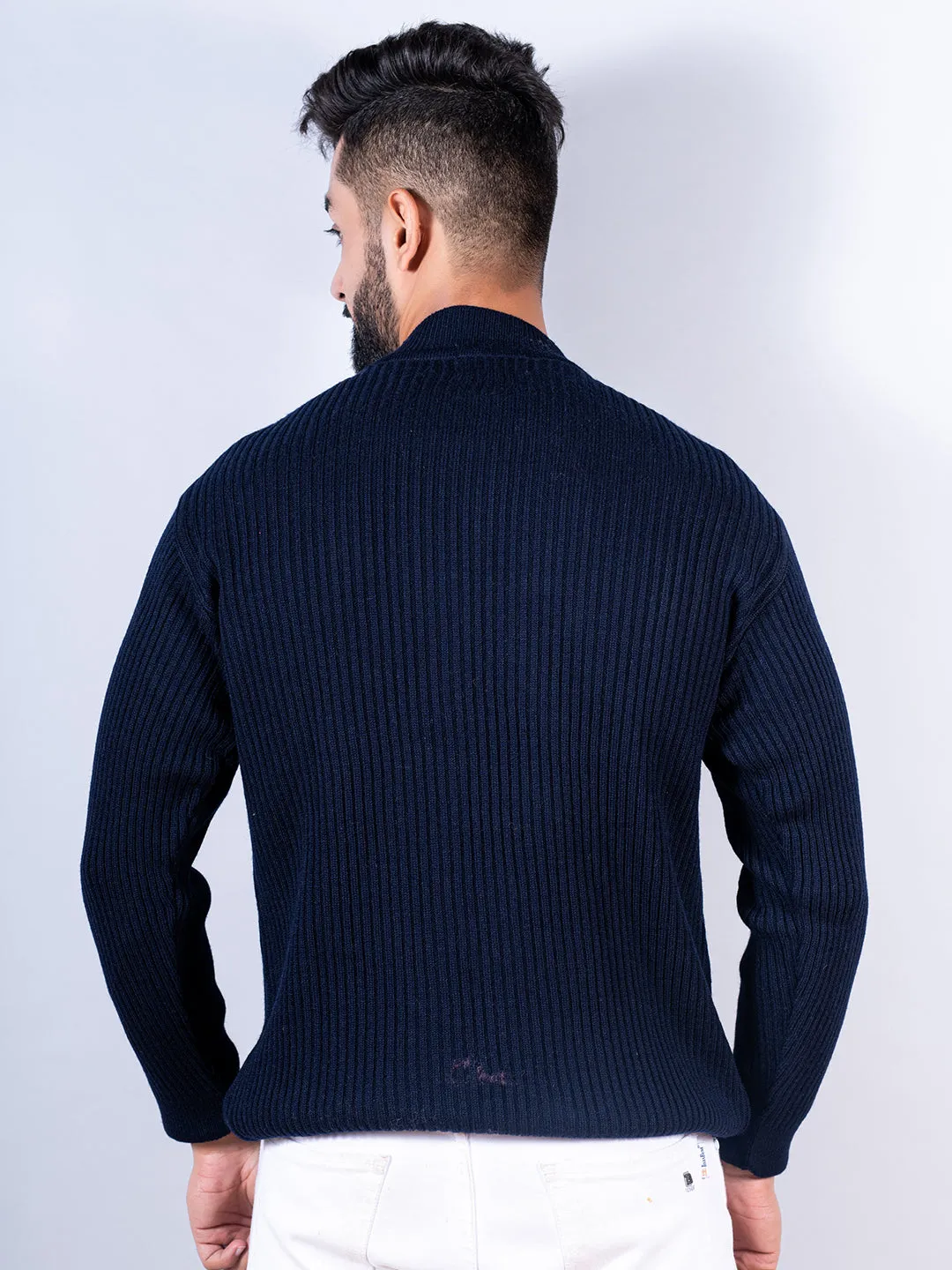 Navy Blue Color Turtle Neck Sweater